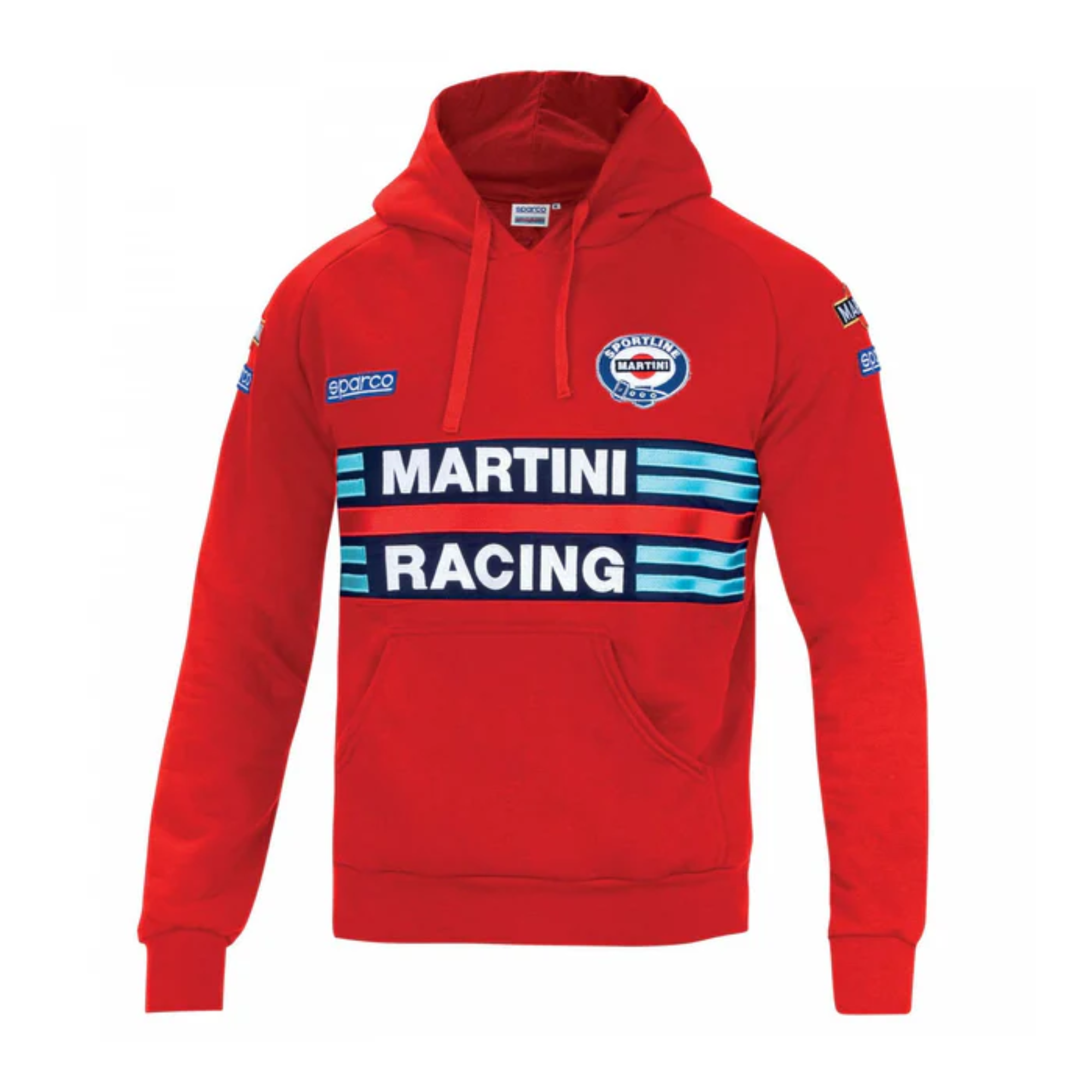 The red Sparco Martini Racing Hooded Sweatshirt from Sparco.