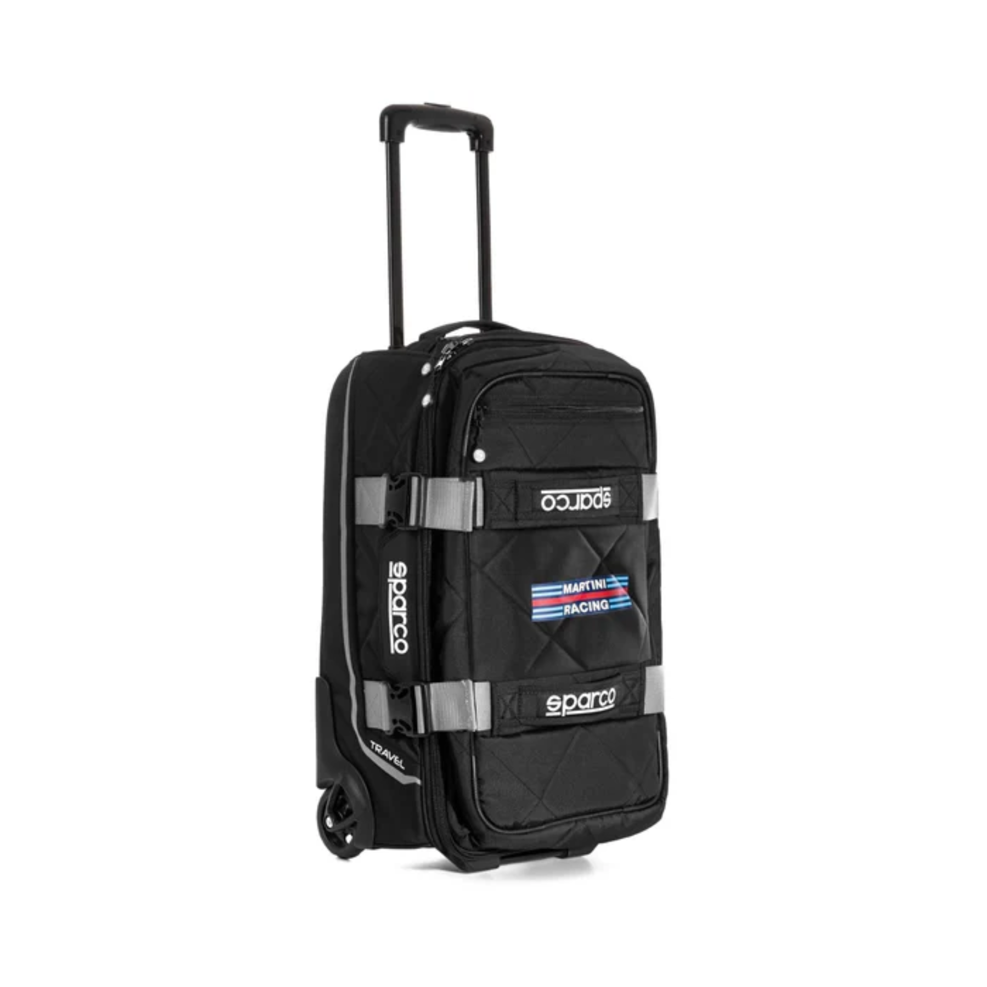The black and silver Sparco Martini Racing Travel Bag from Sparco.