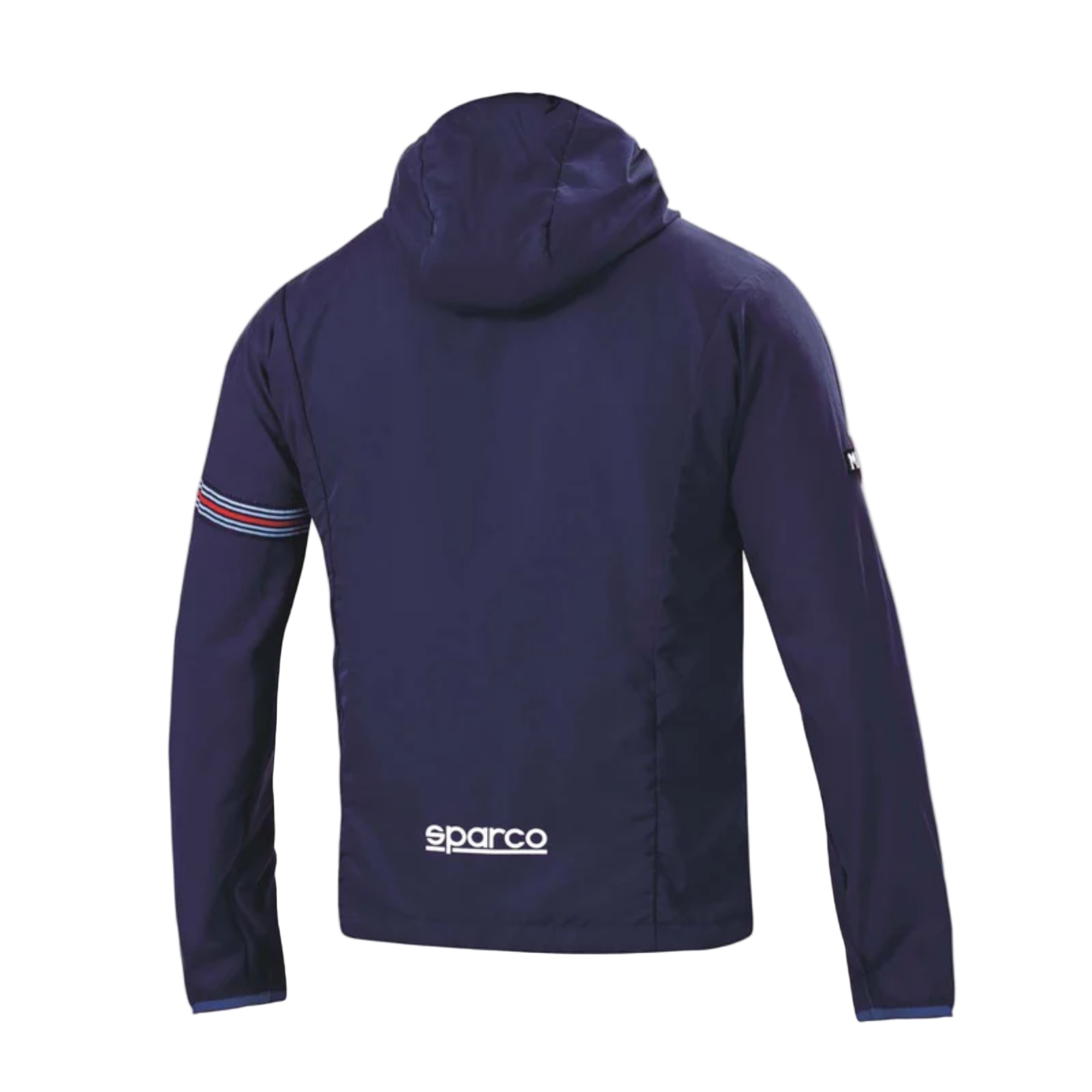 The back of the navy blue Sparco Martini Racing Wind Stopper Jacket from Sparco.