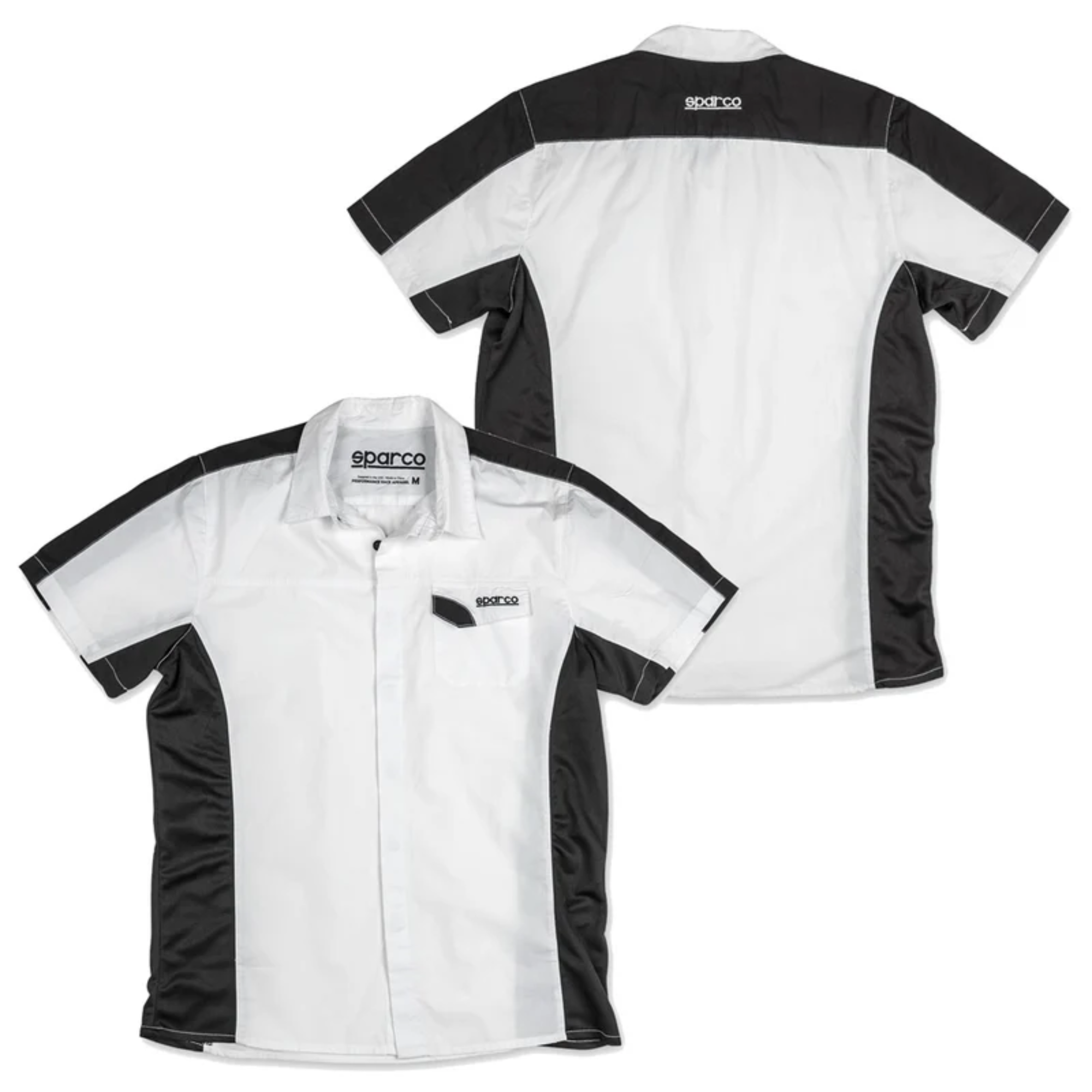 The white and black Sparco Pit Tech 2.0 Crew Shirt from Sparco.