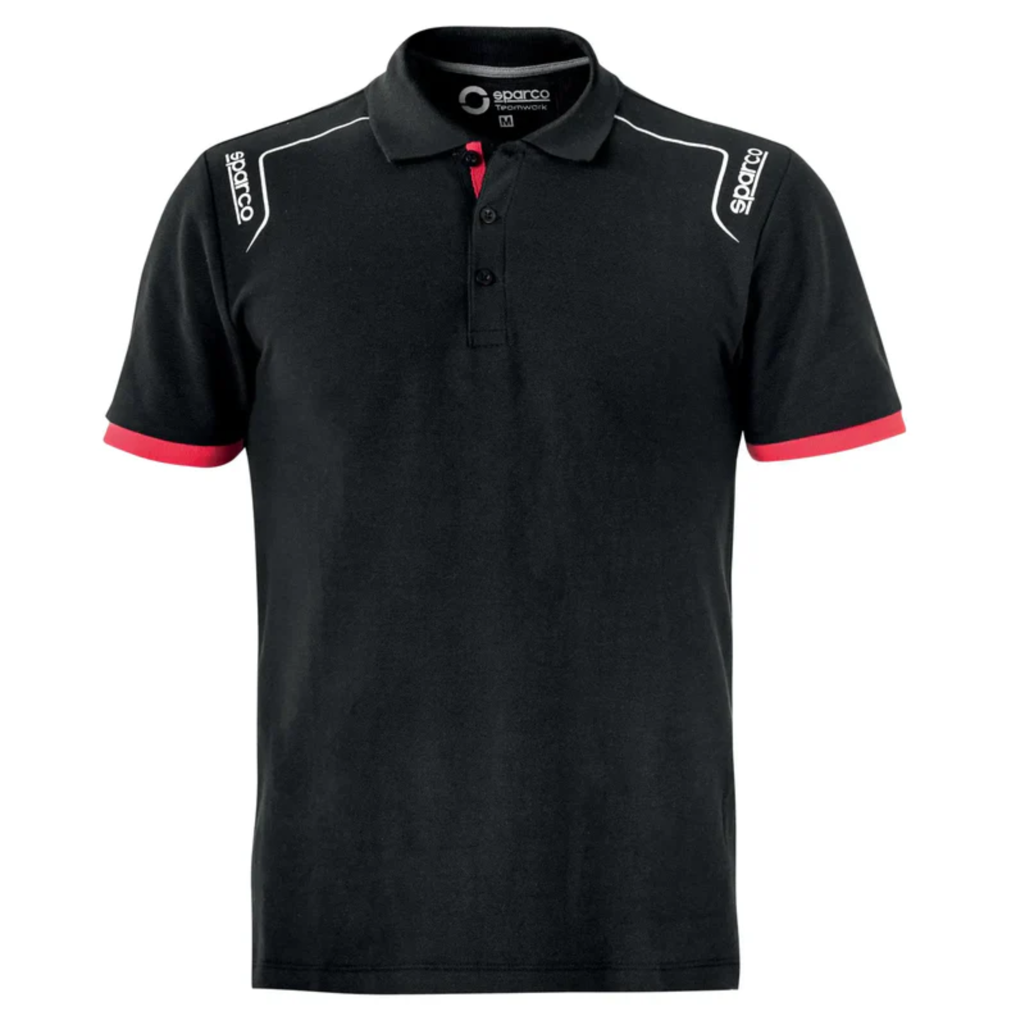The black Sparco Portland Polo from Sparco from the front.