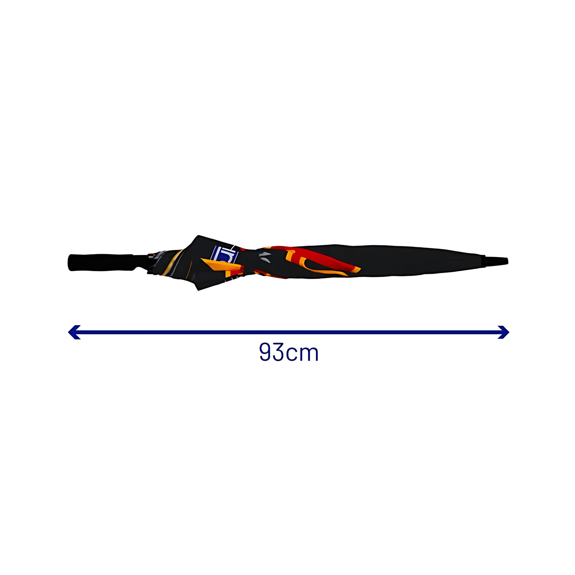 The Sparco Red Bull F1 Umbrella from Sparco and Oracle Red Bull Racing F1 team closed showing the total length.