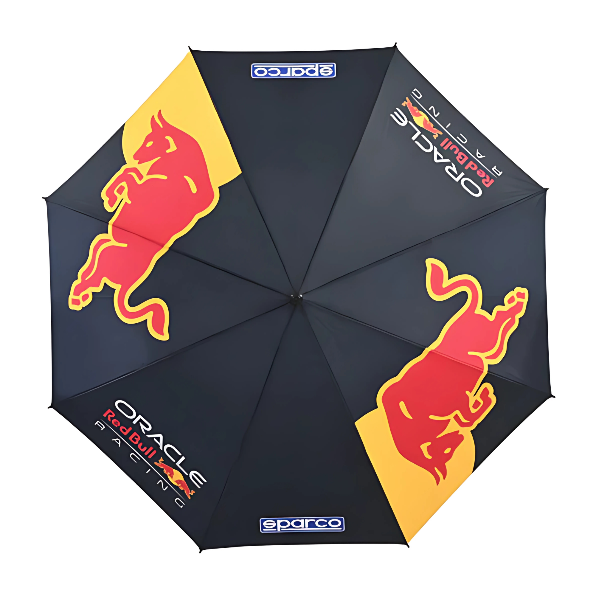 The Sparco Red Bull F1 Umbrella from Sparco and Oracle Red Bull Racing F1 team open.