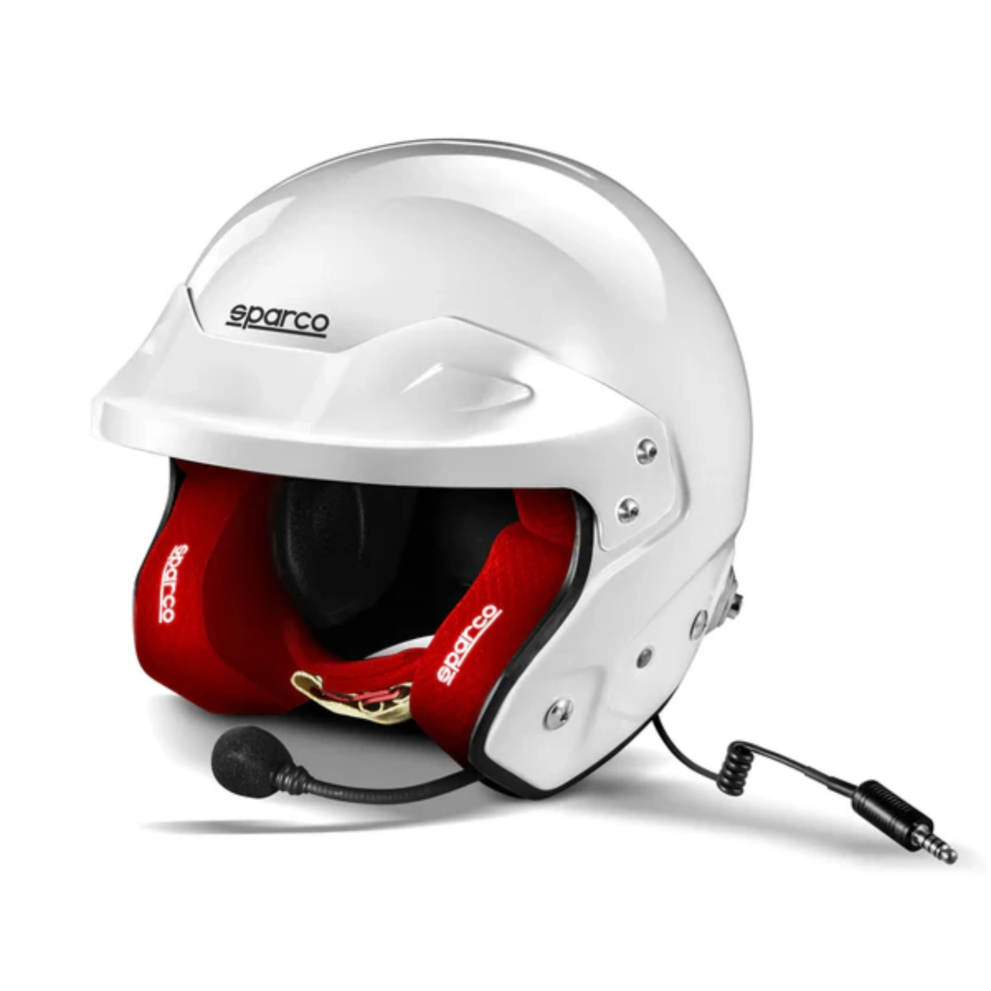 The white and red Sparco RJ-i SA2020 Rally Helmet from Sparco.