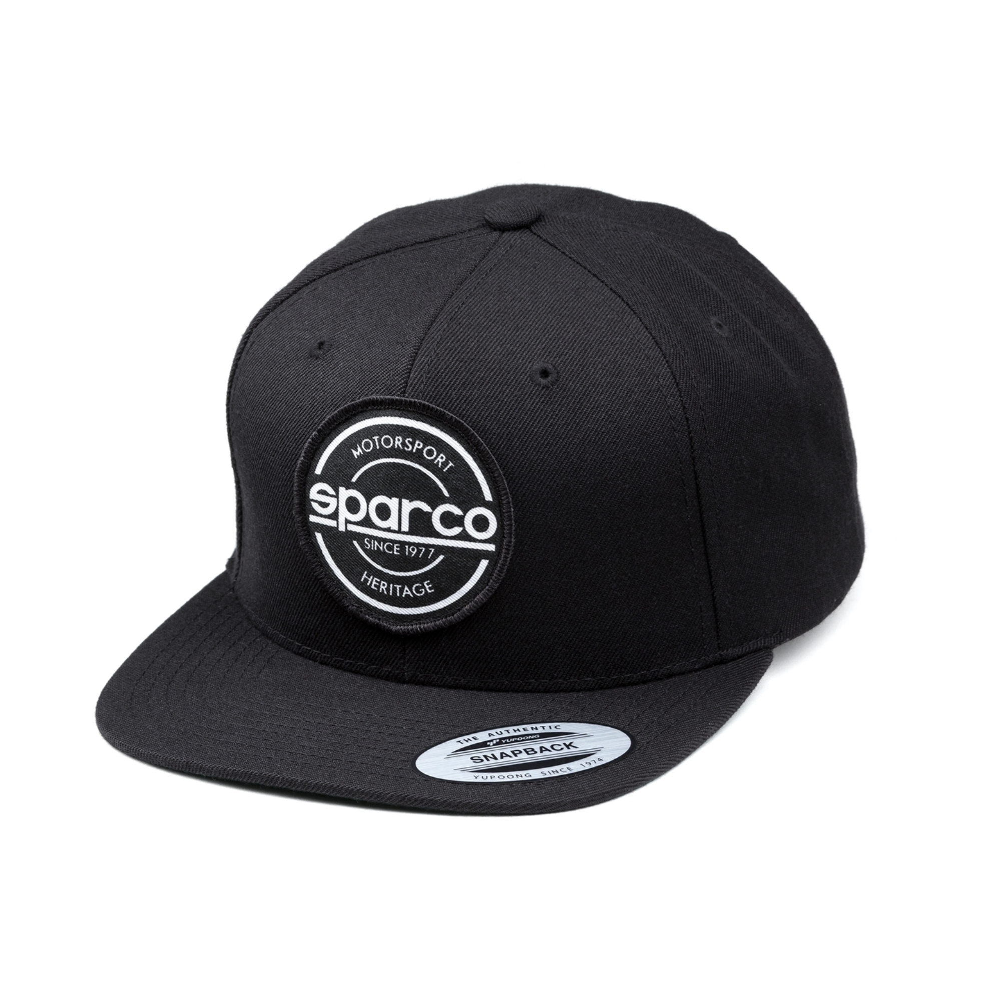 The black Sparco S-Patch Snapback Cap from Sparco.