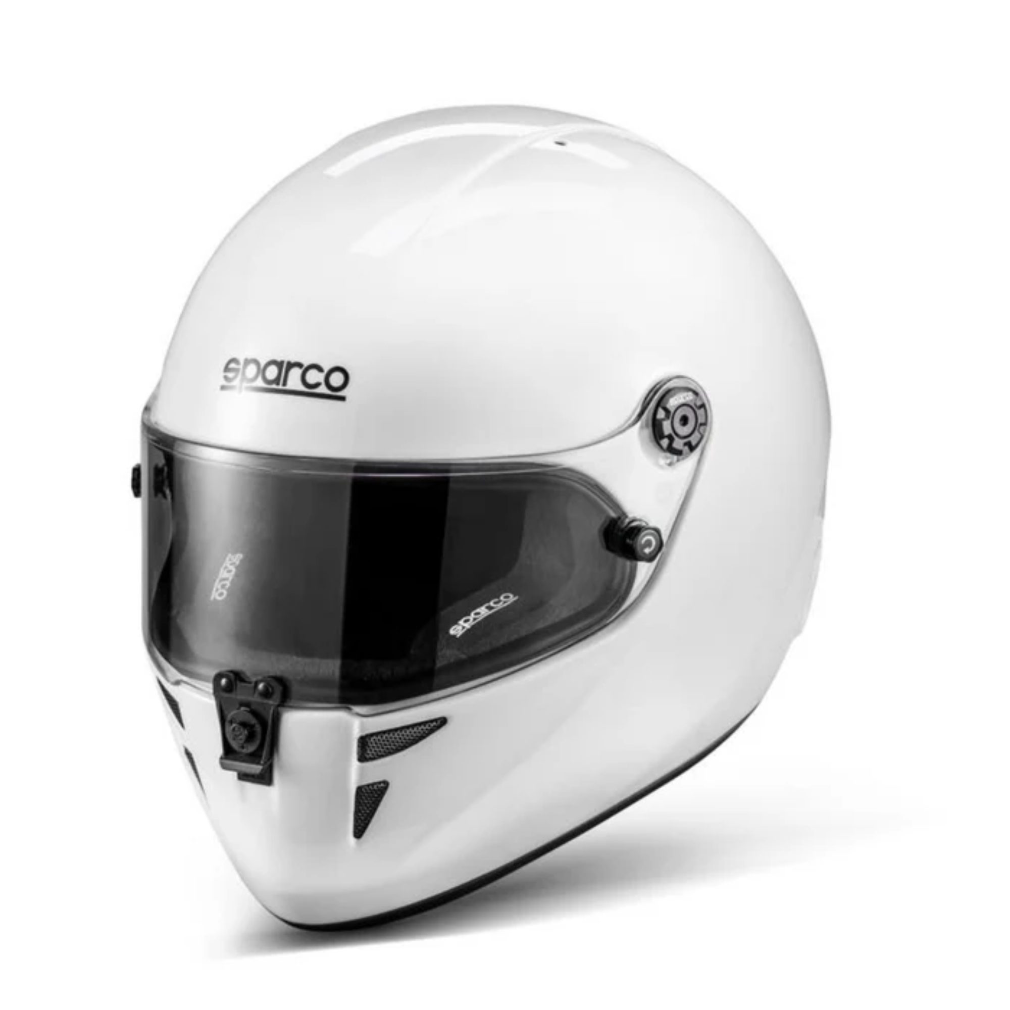 The white and black Sparco Stealth KF Karting Helmet from Sparco.