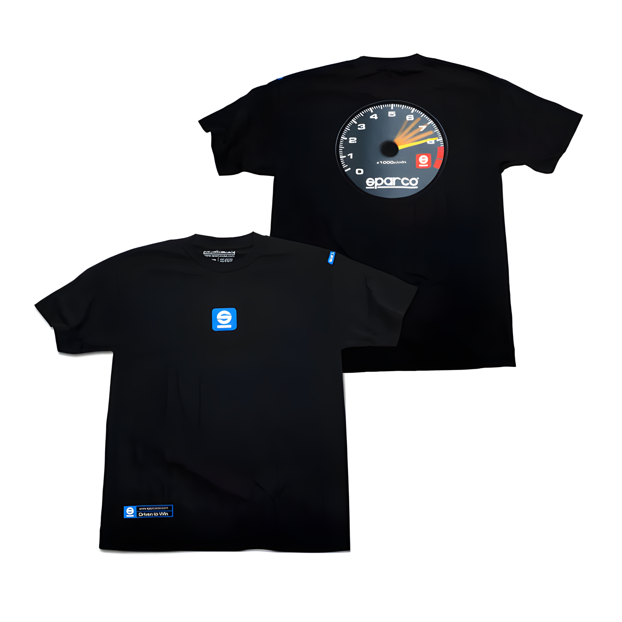 The front and back of the Sparco Tachometer V.2 T-Shirt from Sparco.