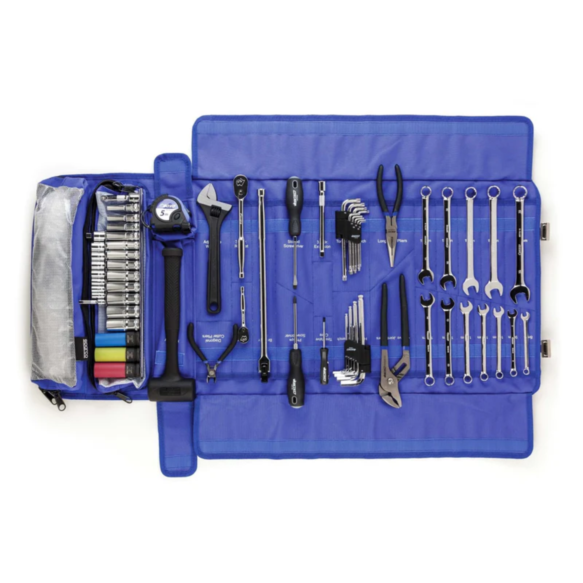 The Sparco Trackside Tool Roll from Sparco showing all of the BoxoUSA tools.