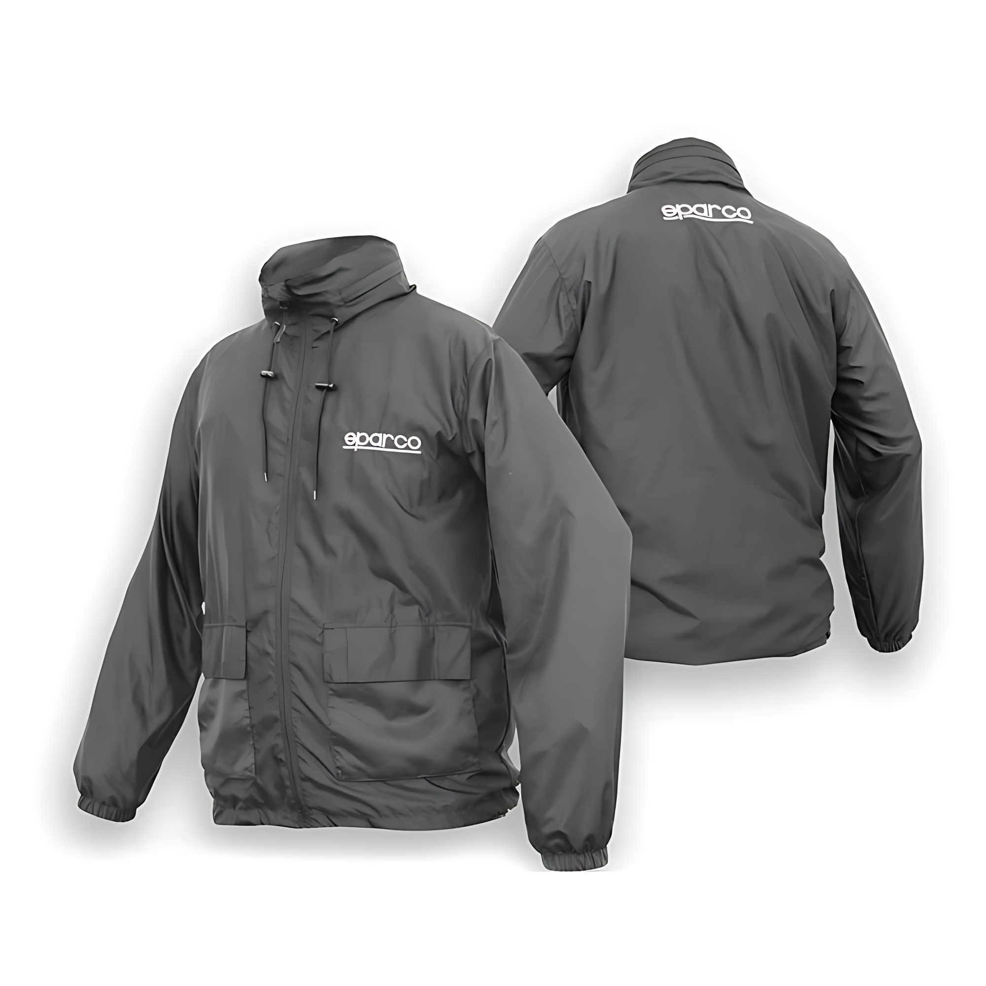 The front and the back of the gray Sparco Windbreaker Jacket from Sparco.