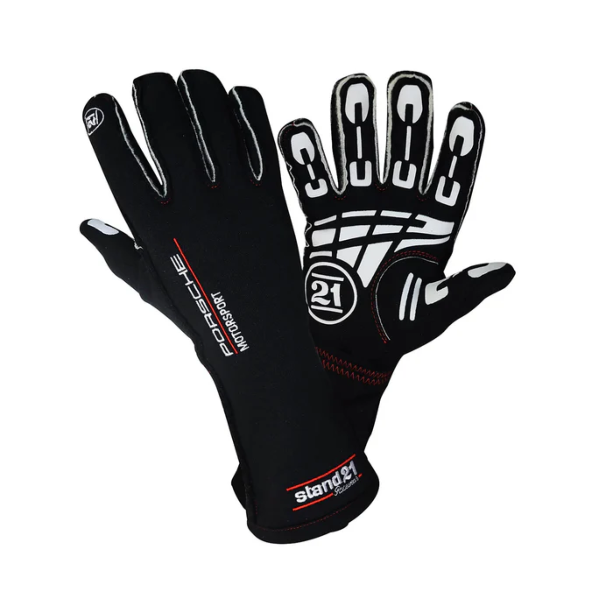 The black Stand-21 Porsche Motorsports Legacy Racing Gloves from Stand 21.