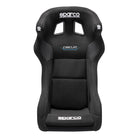 The front of the black Sparco Circuit QRT Fiberglass Racing Seat.