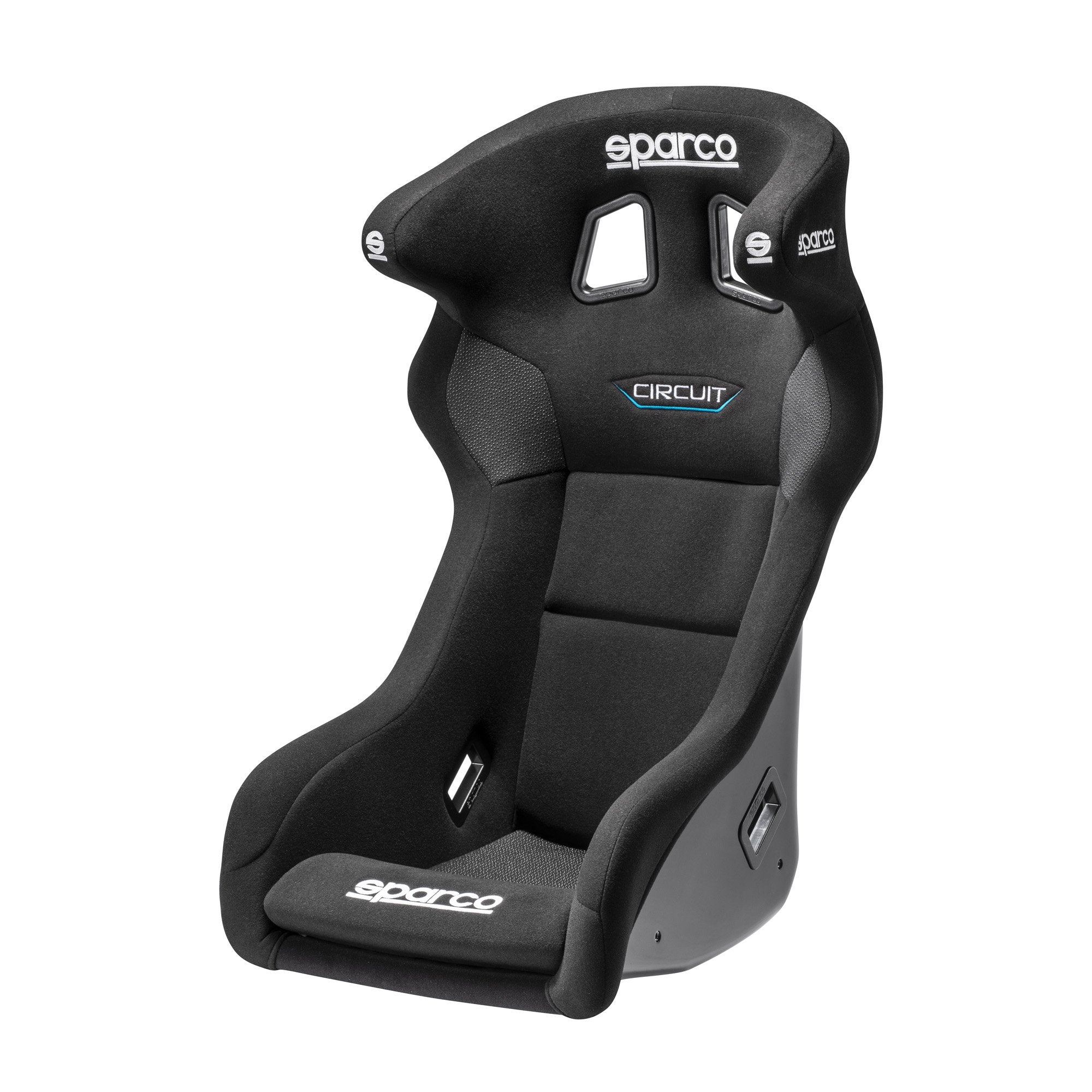 The black Sparco Circuit QRT Fiberglass Racing Seat.