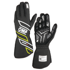 The FIA 8856-2018 homologated anthracite and yellow OMP One-S Racing Gloves.