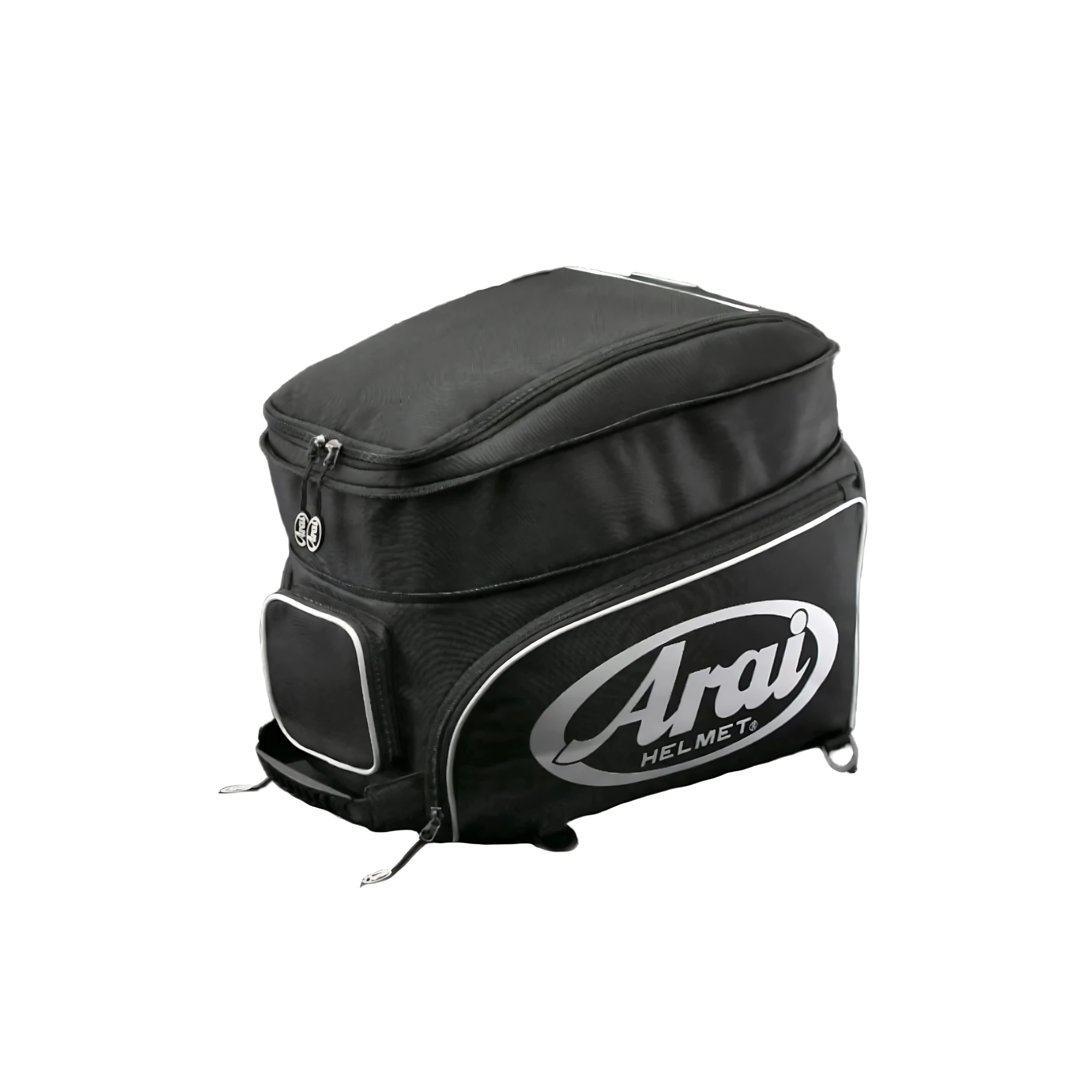 The black Arai Helmet Backpack Bag from Arai expanded.