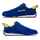 The blue Chicane Speedster Shoes from Chicane Racing, now known as LVRY showing the left and right side.