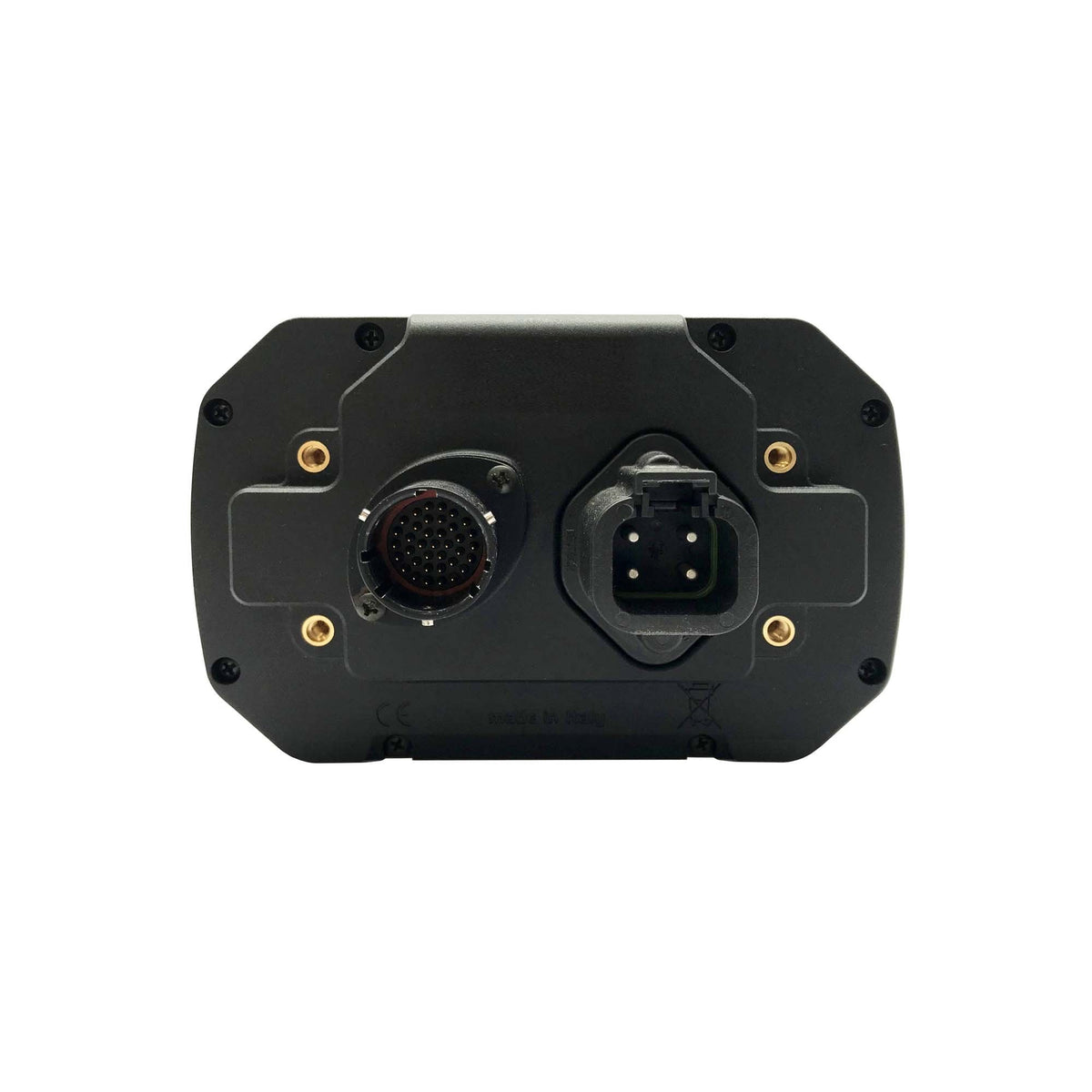 The back of the AIM MXm Compact Dash Data Logger.