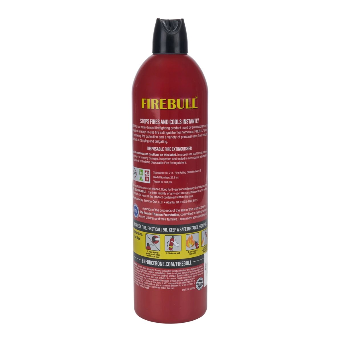 The back of the 23.8 oz Allstar Performance Fire Extinguisher can.