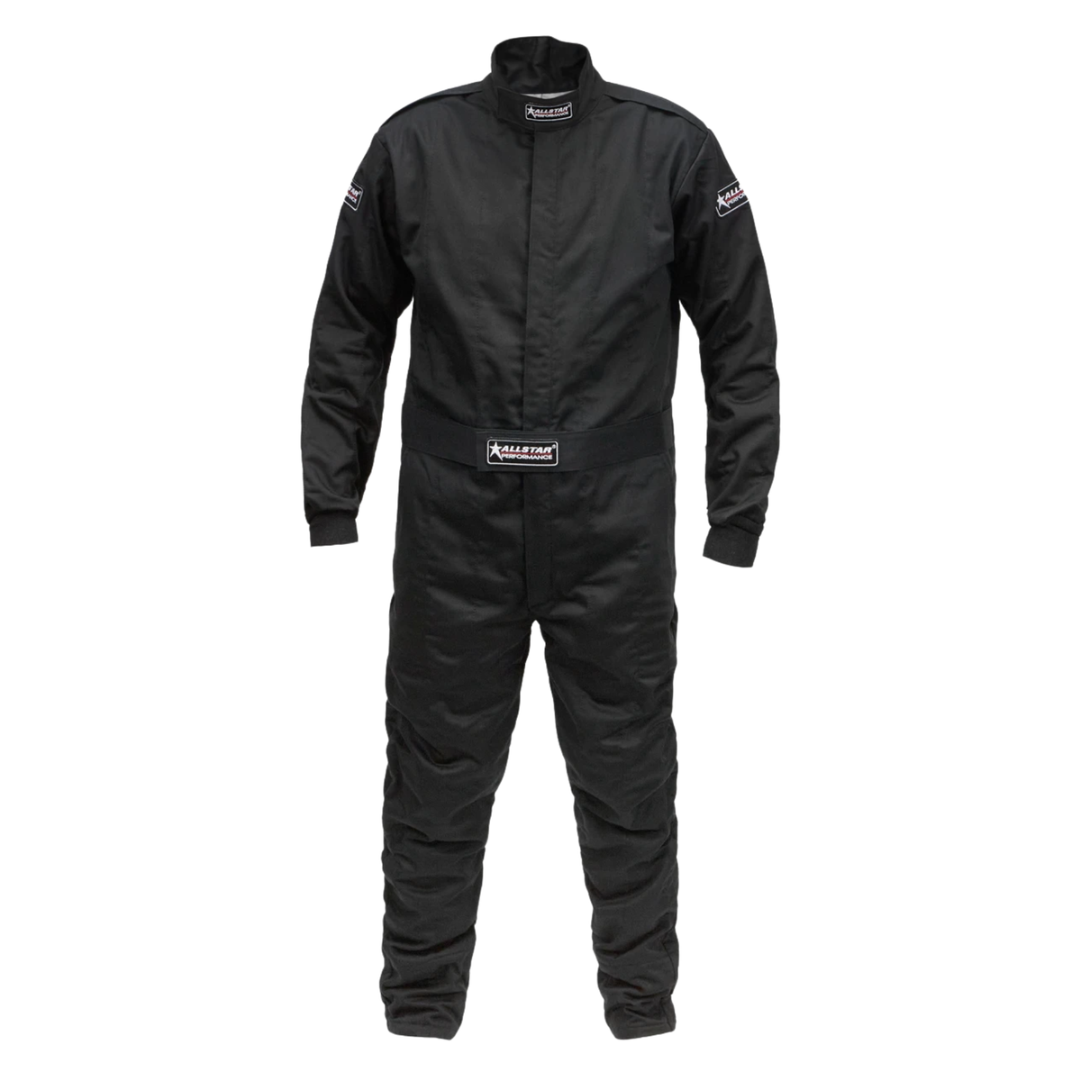 The black SFI 3.2A/5 rated Allstar Performance Multi-Layer Driving Suits.