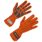 The orange SFI 3.3/5 rated Allstar Performance Racing Gloves featuring a Double Layer construction and Outseam.