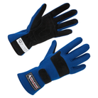 The blue SFI 3.3/5 rated Allstar Performance Racing Gloves, Double Layer.