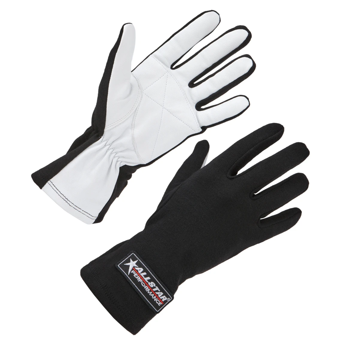 The black and white single layer Allstar Performance Racing Gloves.
