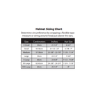 The Allstar Performance Racing Helmets size chart. all-groups
