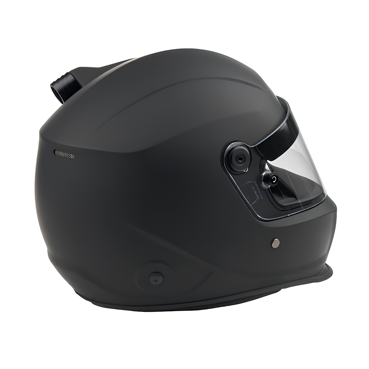 The back of the flat black SA2025 rated Allstar Performance Series 50 Mid-Air Racing Helmet.