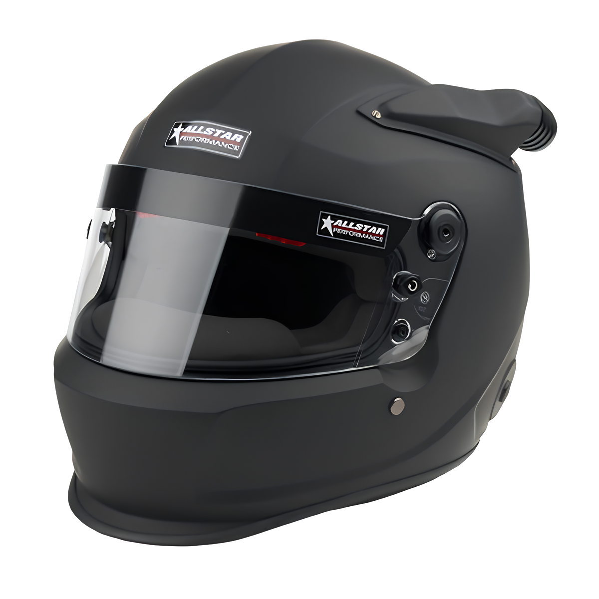 The flat black SA2025 rated Allstar Performance Series 50 Mid-Air Racing Helmet.