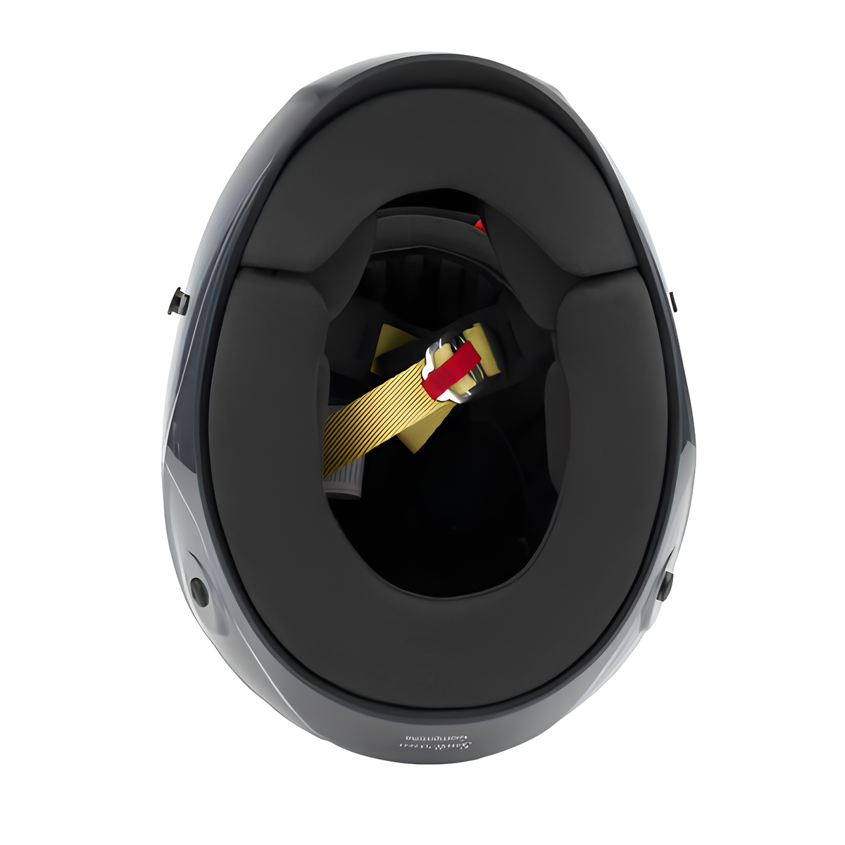 The bottom of the gray SA2025 rated Allstar Performance Series 50 Mid-Air Racing Helmet.