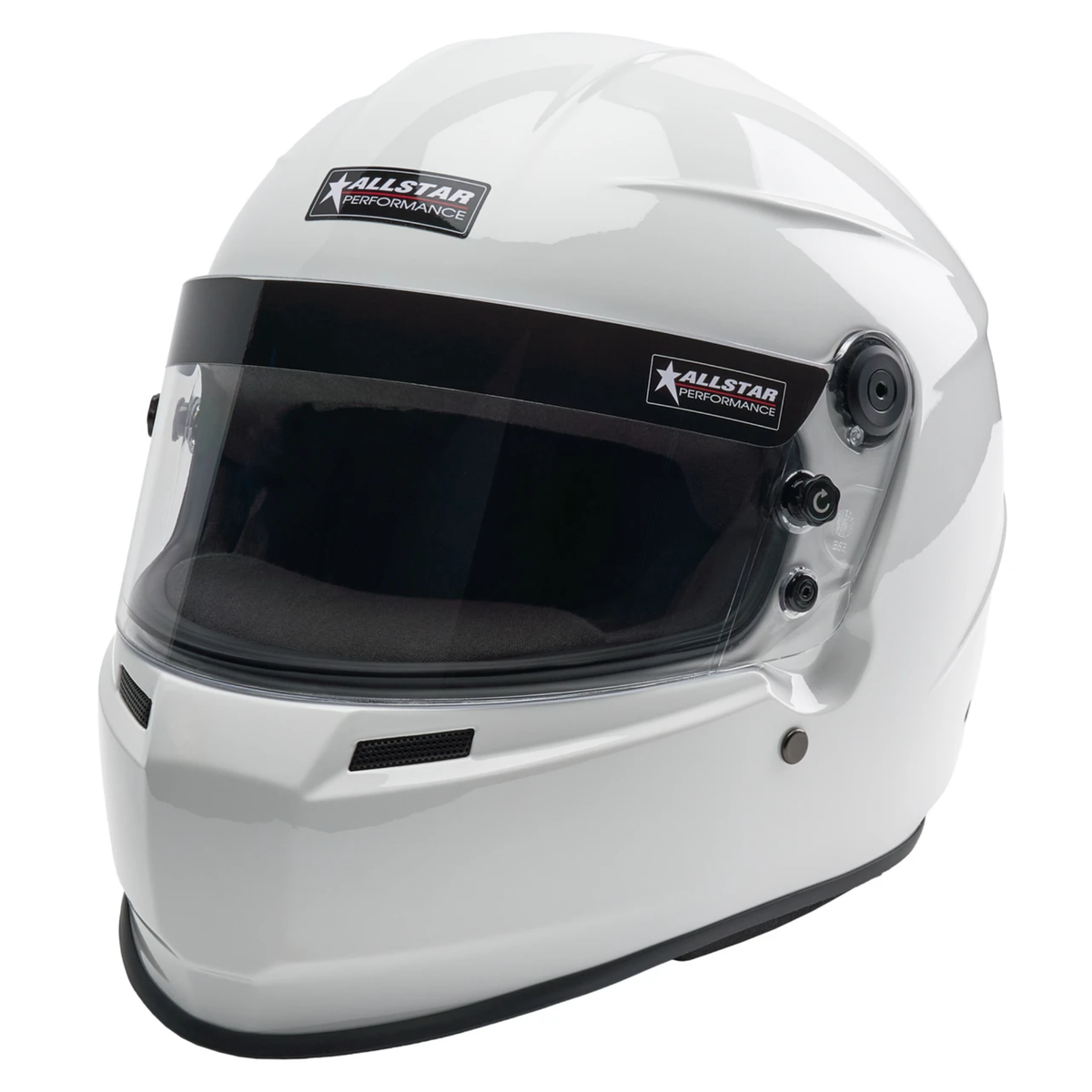The white SA2025 rated Allstar Performance Series 60 Racing Helmets.