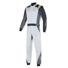 The silver, anthracite and yellow Alpinestars Atom Racing Suit.