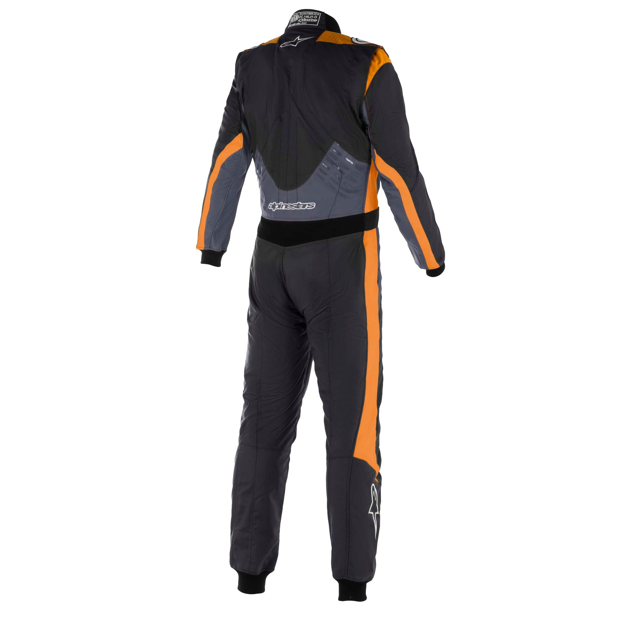 The back of the black, asphalt, and orange Alpinestars GP Pro Comp v2 Racing Suit.