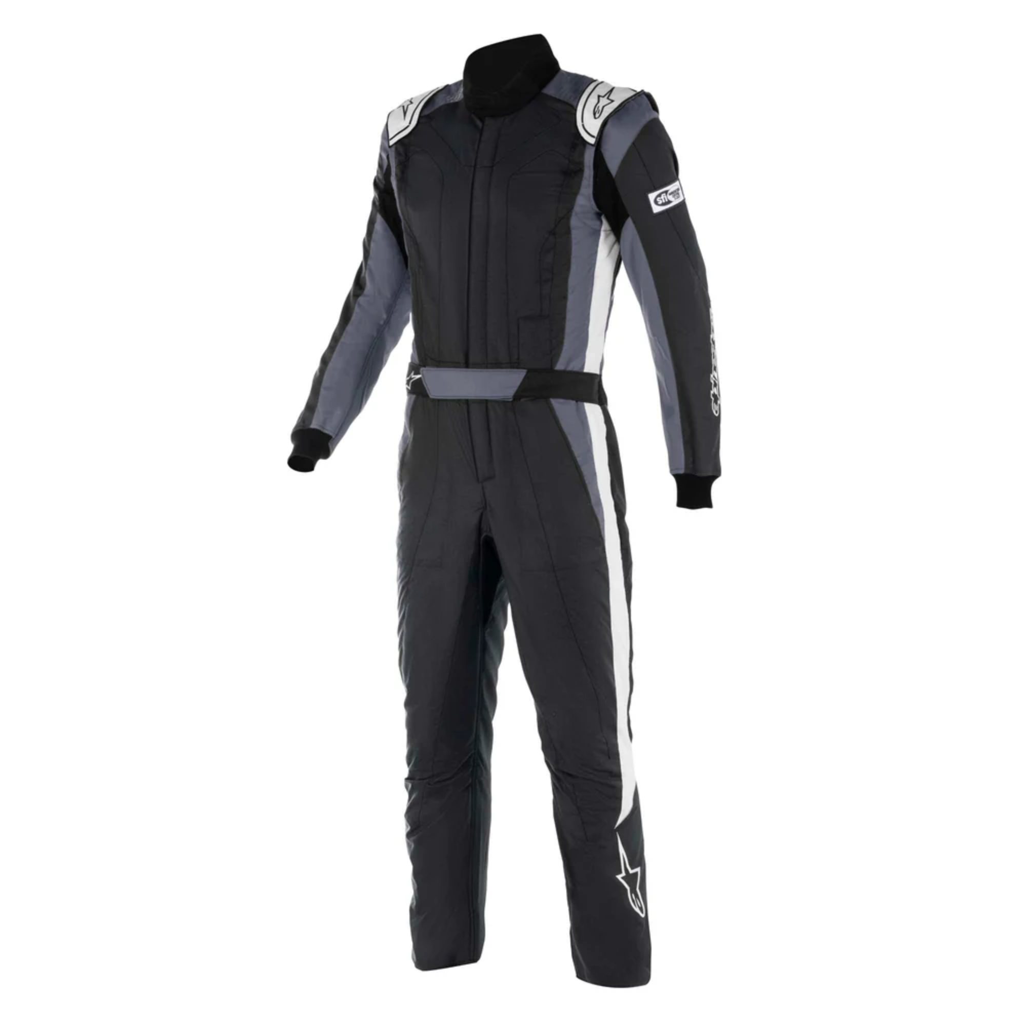 The front of the black, asphalt and white Alpinestars GP Pro Comp v2 Racing Suit - Boot Cut.