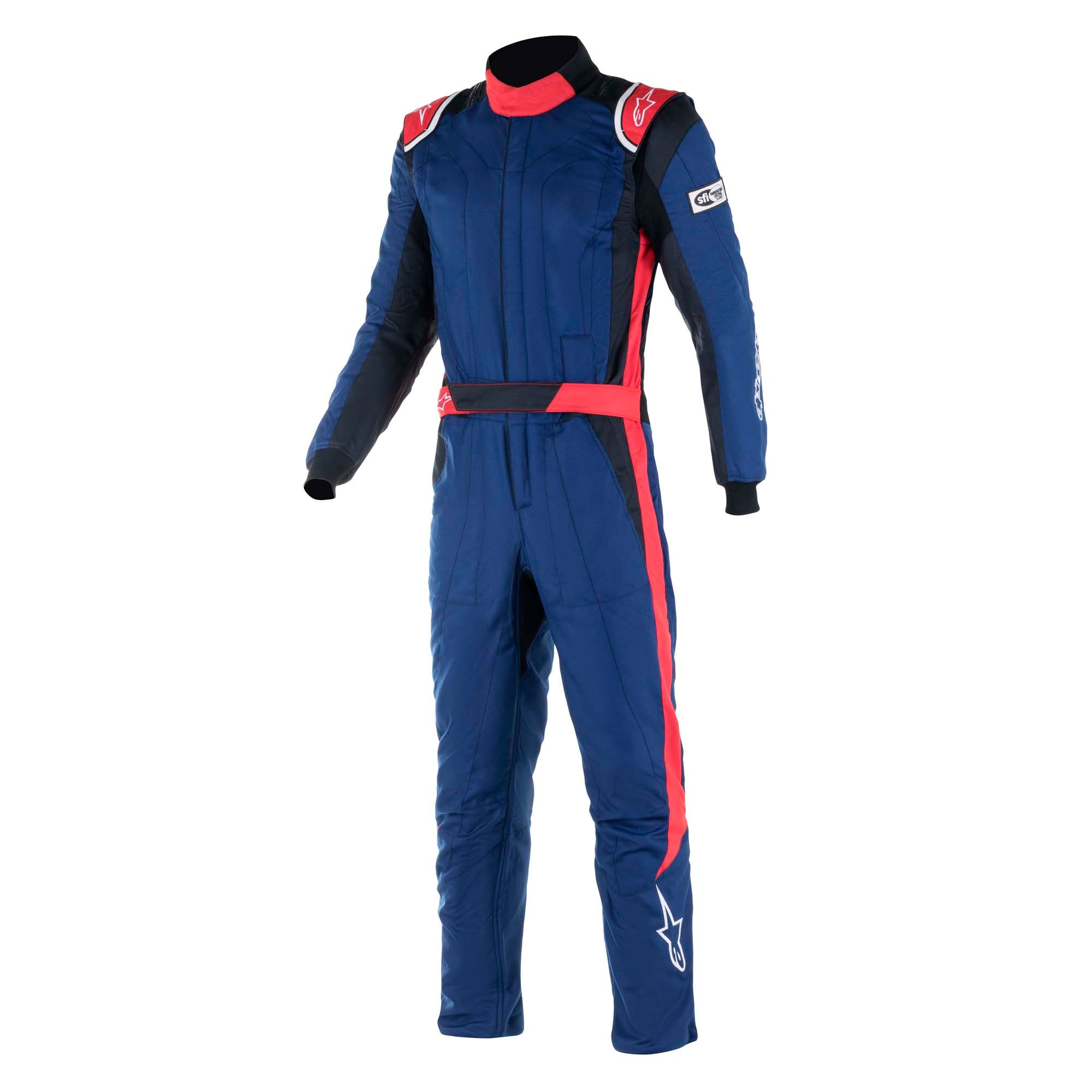 The front of the navy, black and red Alpinestars GP Pro Comp v2 Racing Suit - Boot Cut.