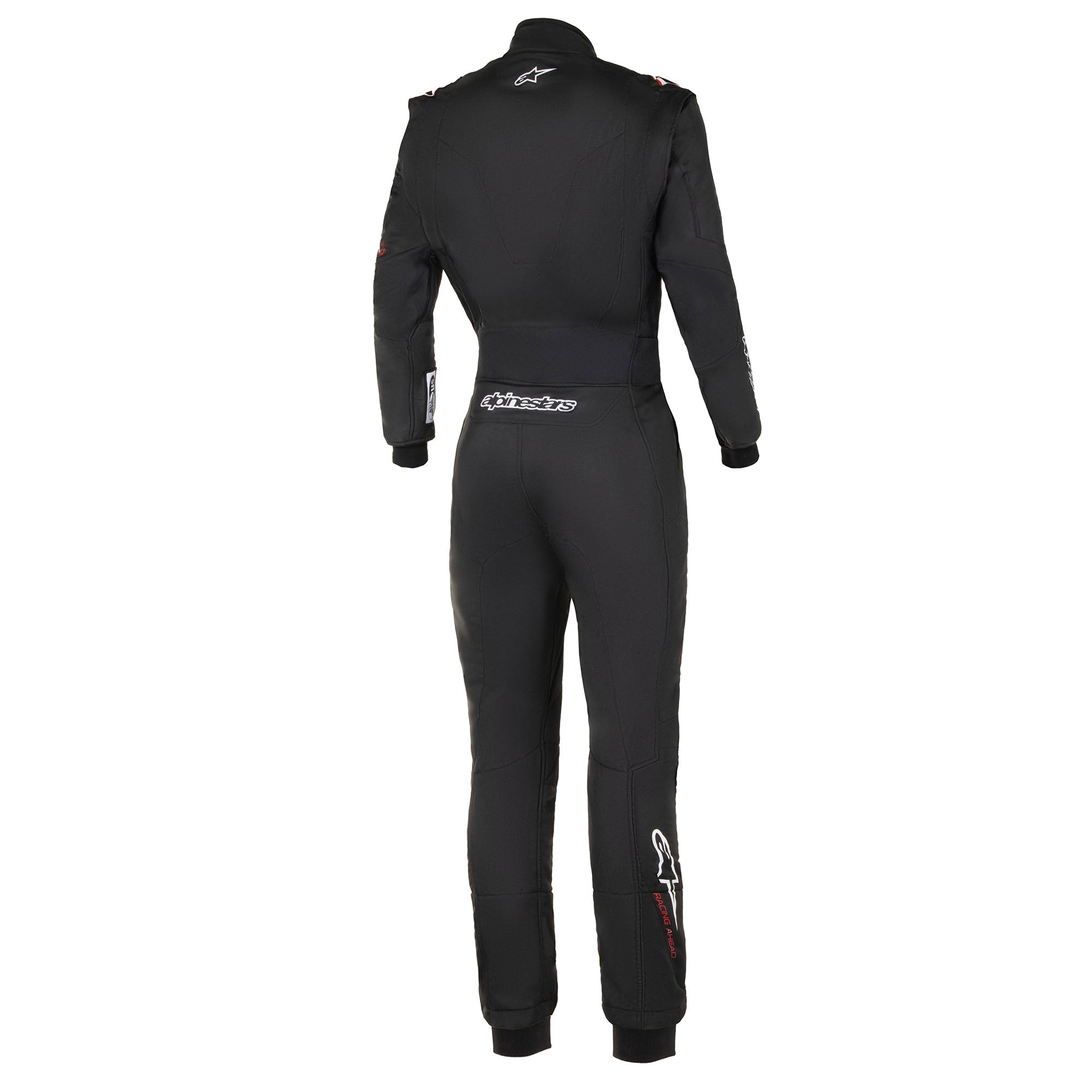 The back of the white and black Alpinestars GP Tech v4 Racing Suit.