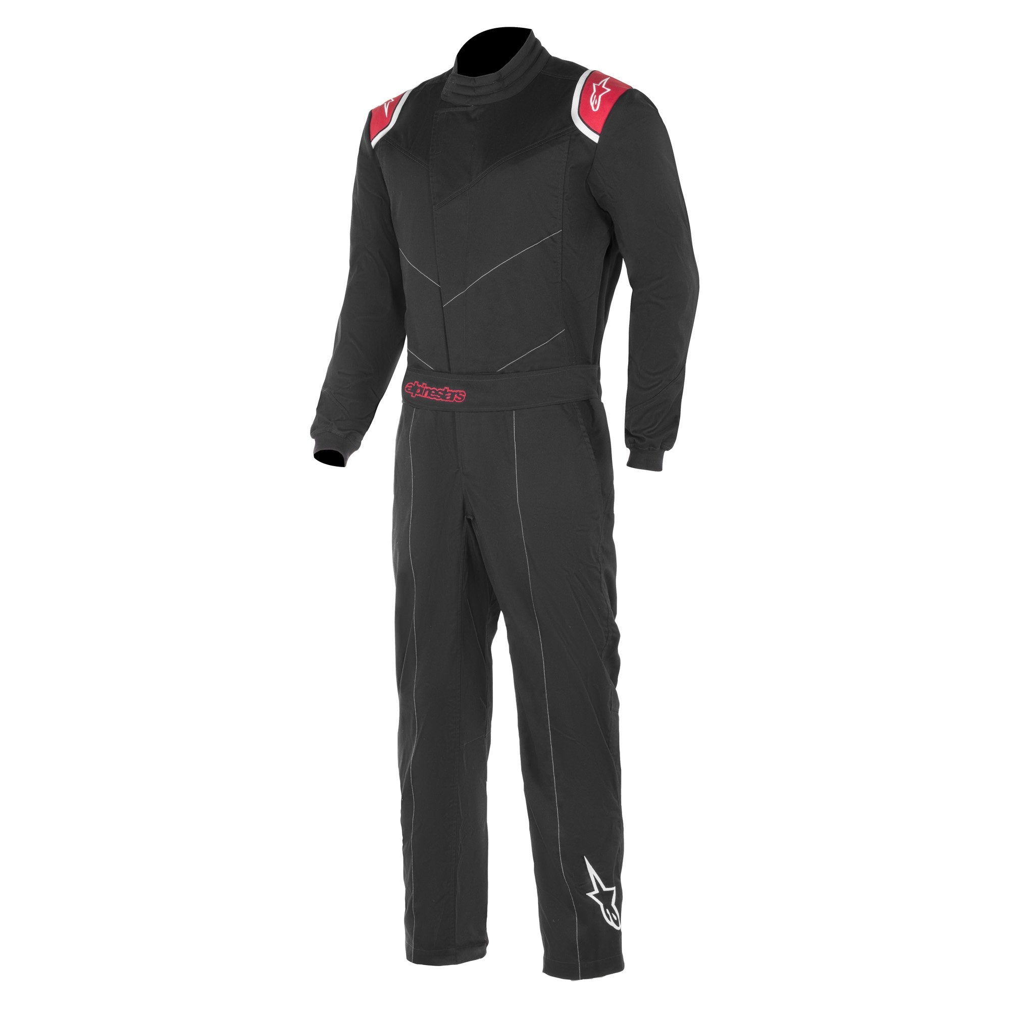 The black and red Alpinestars Indoor Kart Racing Suit.