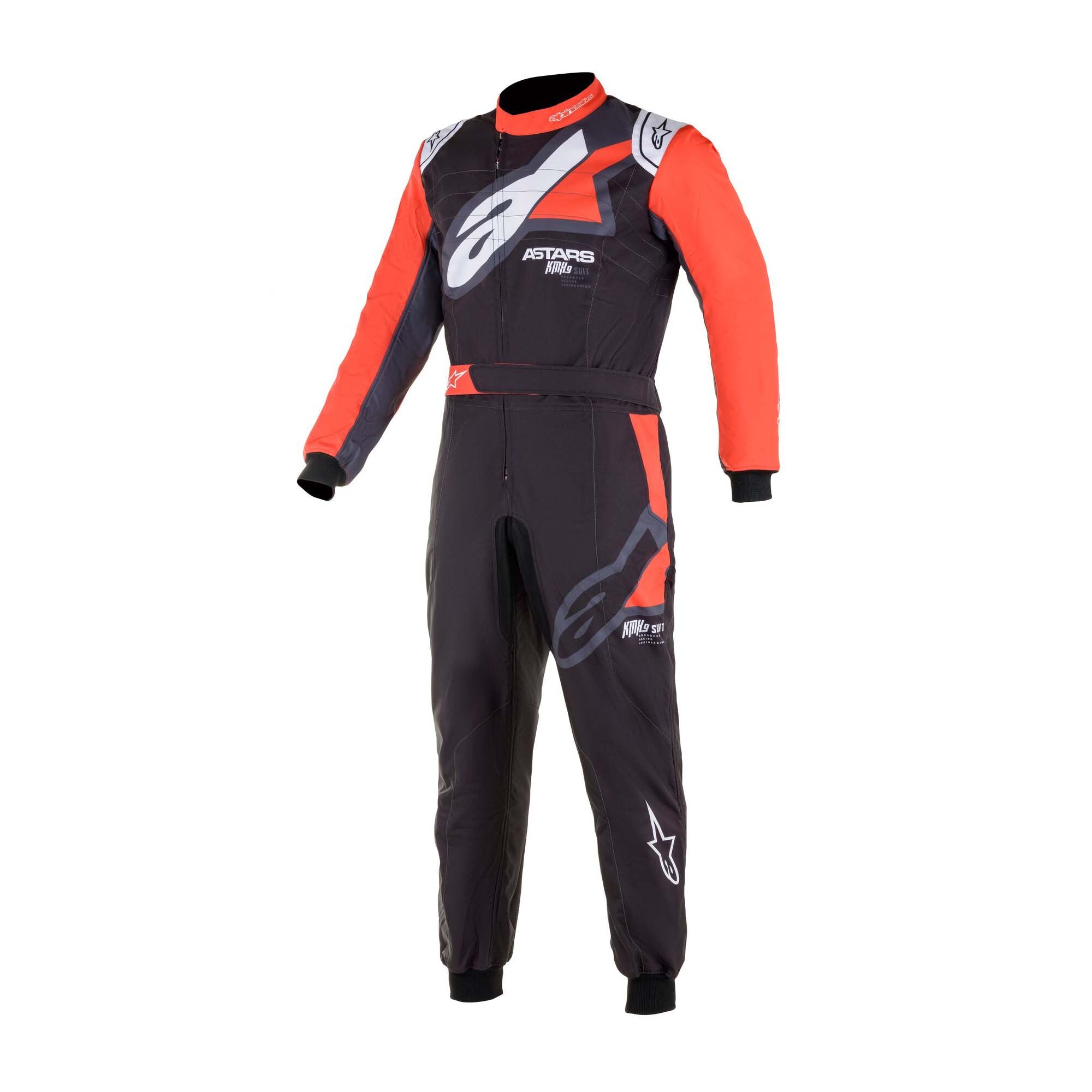 The black, red and white Alpinestars KMX-9 v2 S Graph-1 Youth Kart Racing Suit.