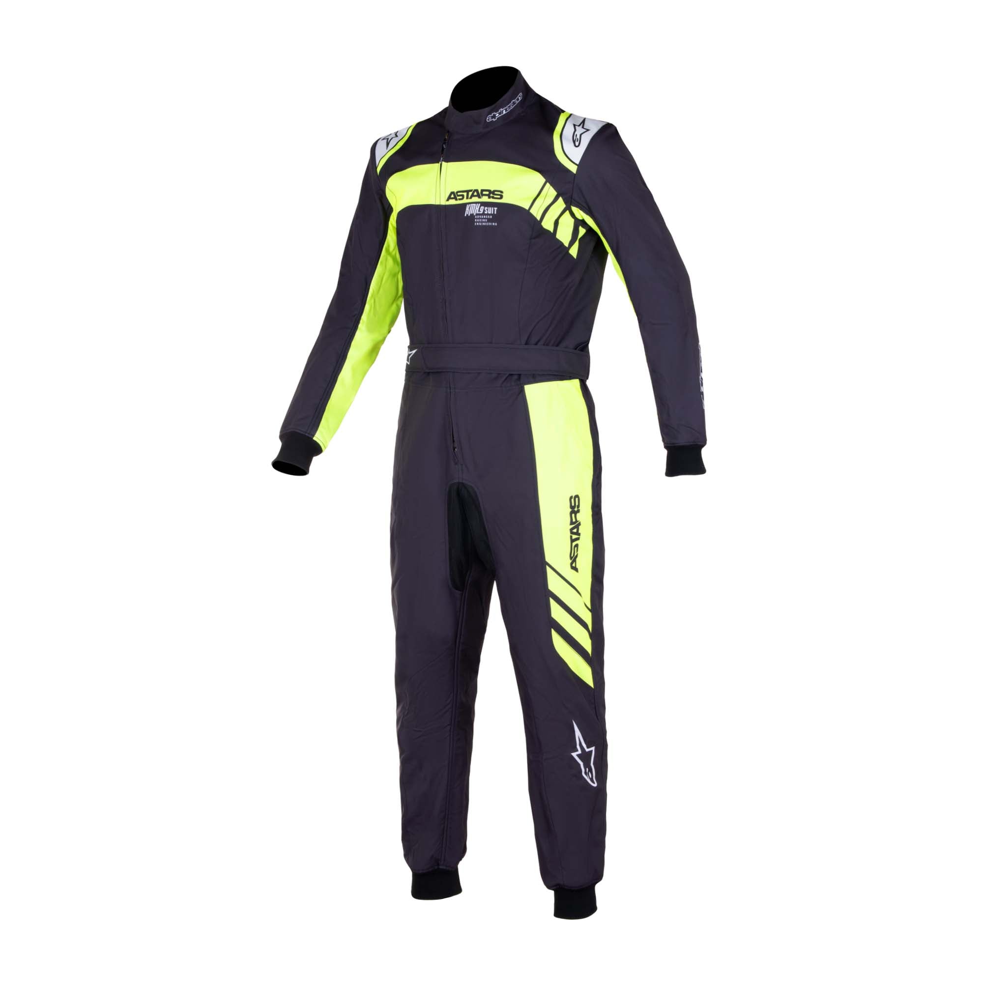 The black and yellow Alpinestars KMX-9 v2 S Graph-3 Youth Kart Racing Suit.