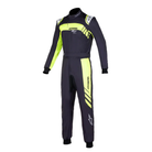 The front of the black and yellow Alpinestars KMX-9 v3 Graph-3 Kart Racing Suit.