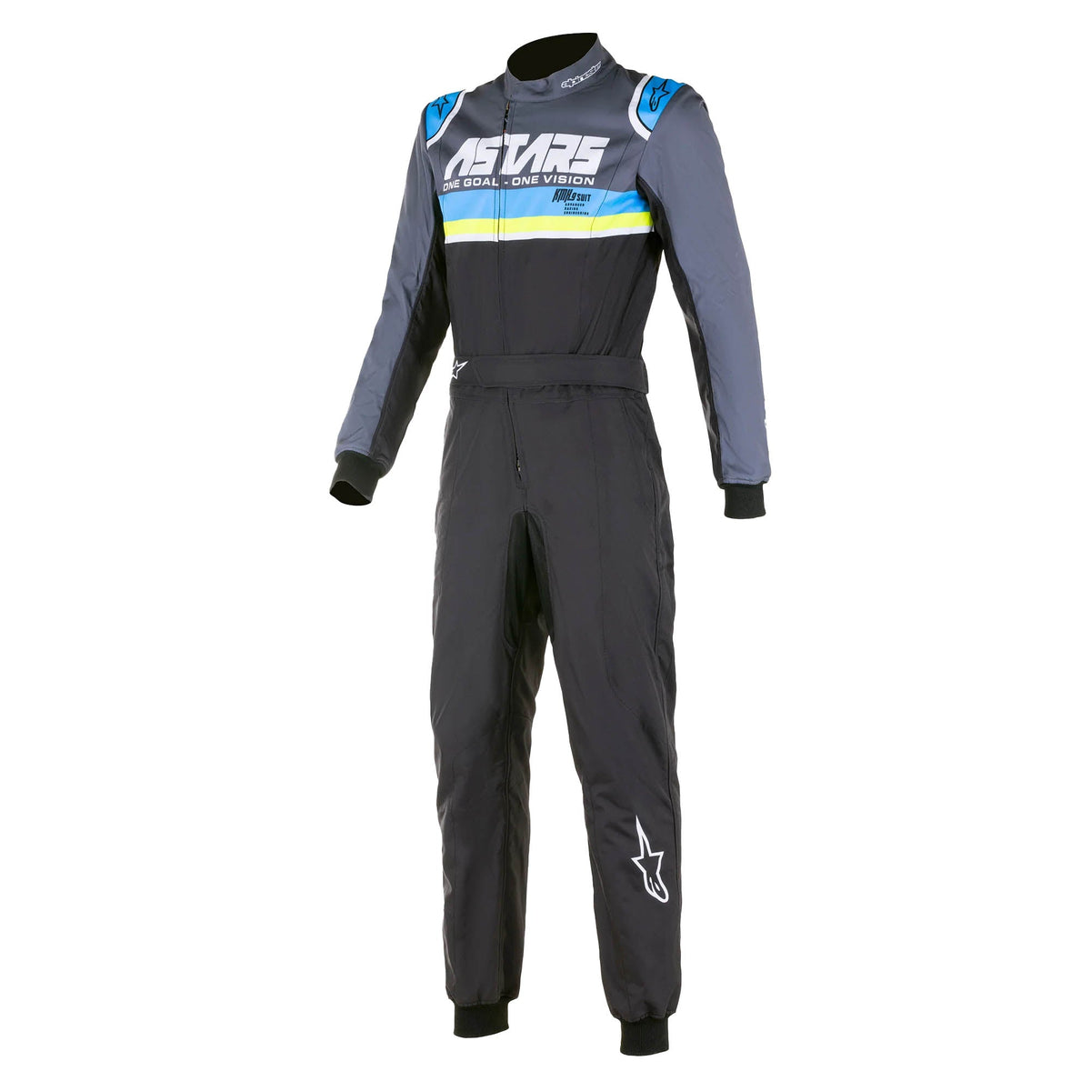 The front of the Alpinestars KMX-9 v3 Graph-4 Kart Racing Suit.