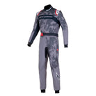 The front of the grey and black Alpinestars KMX-9 v3 Graph-5 Kart Racing Suit.