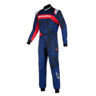 The front of the navy and red Alpinestars KMX-9 v3 Graph-5 Kart Racing Suit.