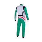 The back of the white, green, and red Alpinestars KMX-9 v3 S Graph-6 Youth Kart Racing Suit.