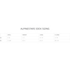 The sizing guide (size chart) for Alpinestars socks. all-groups