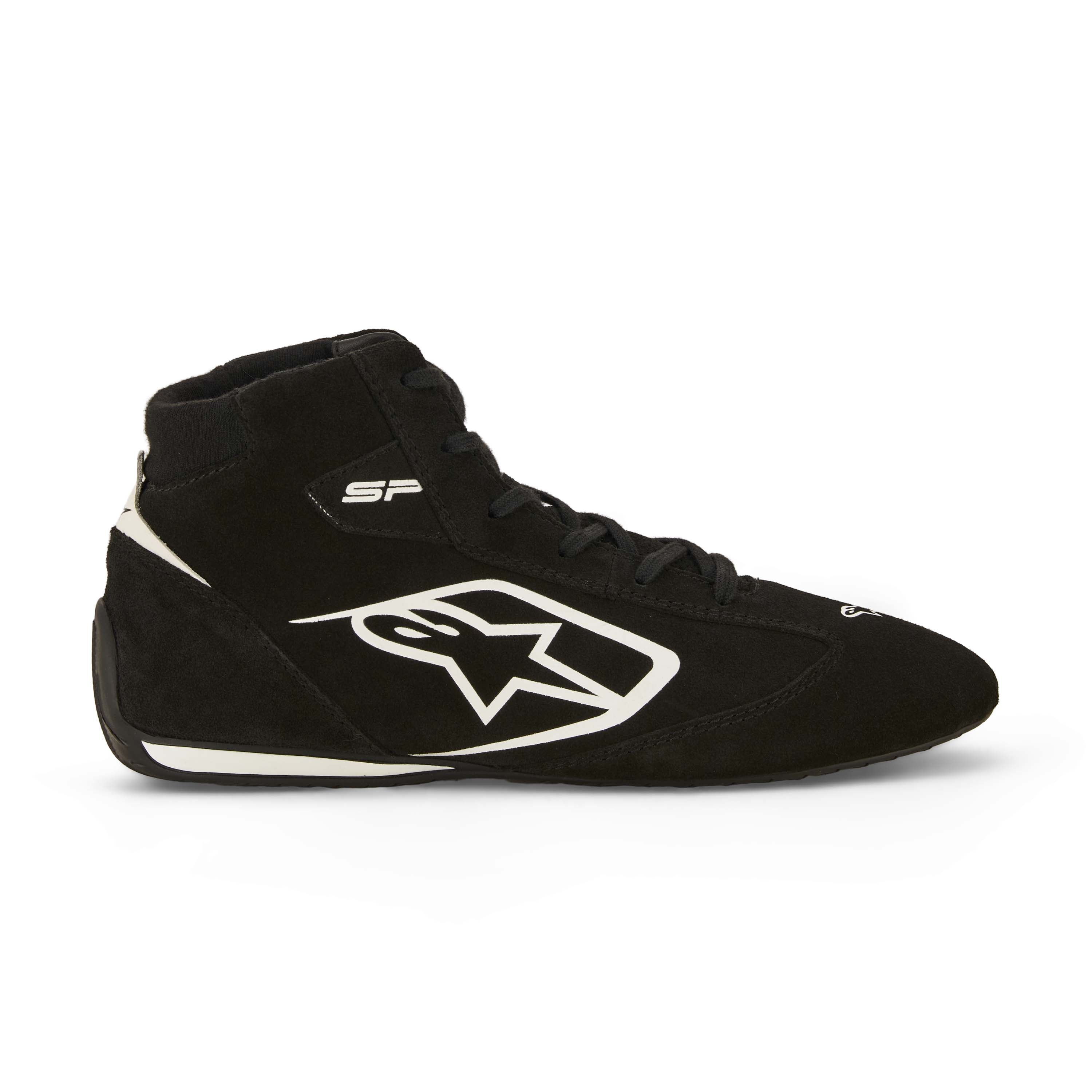 The side of the black and white Alpinestars SP v3 Racing Shoes.