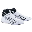 The white and black Alpinestars Supermono v2 Racing Shoes.