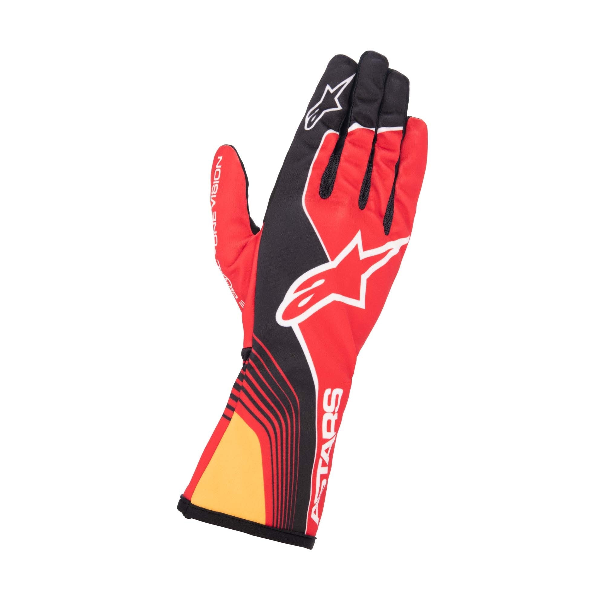 The back of the red Alpinestars Tech-1 K Race S v2 Youth Karting Gloves - Future.