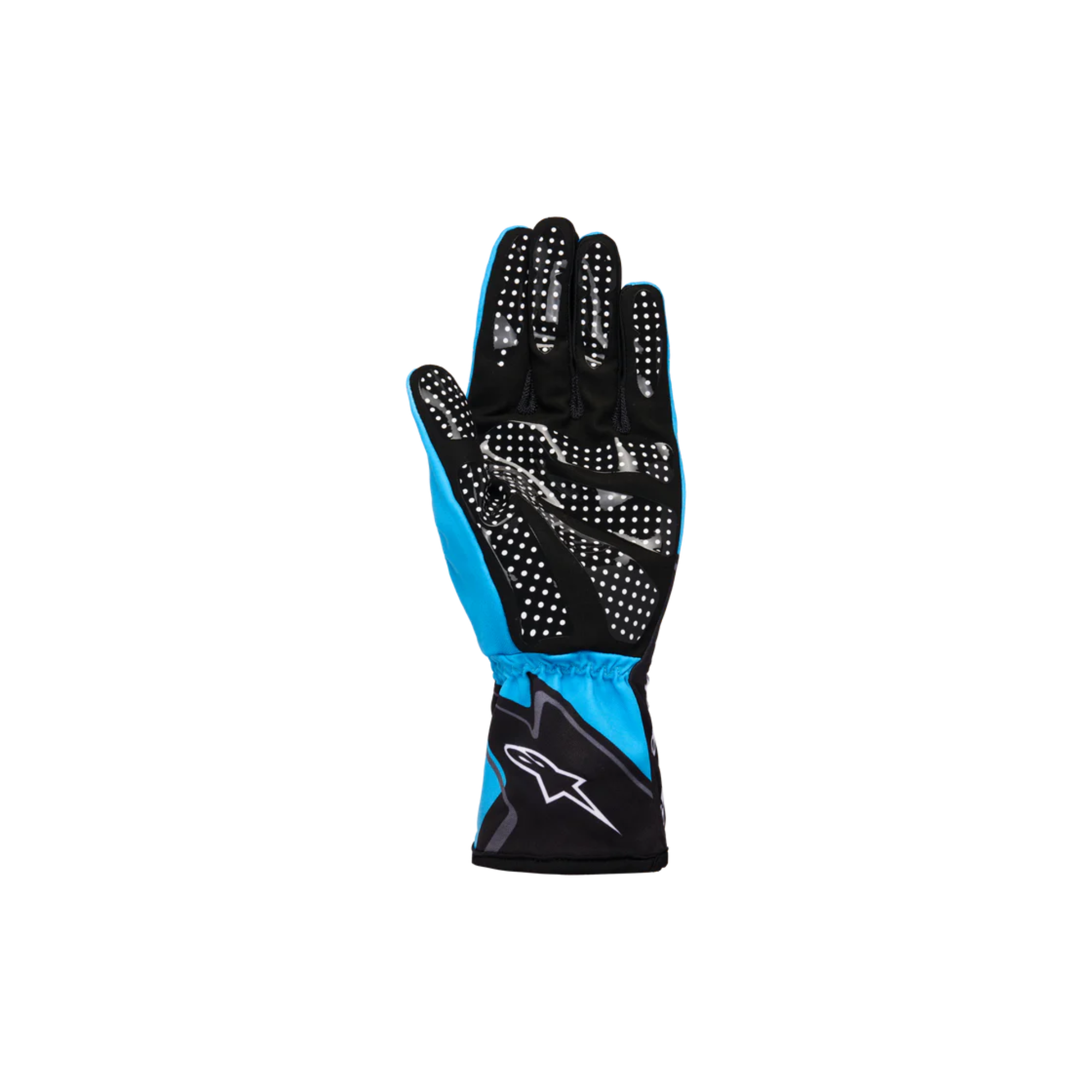 The palm of the cyan, black and white Alpinestars Tech-1 K Race S v2 Youth Karting Gloves - Graphic 1.