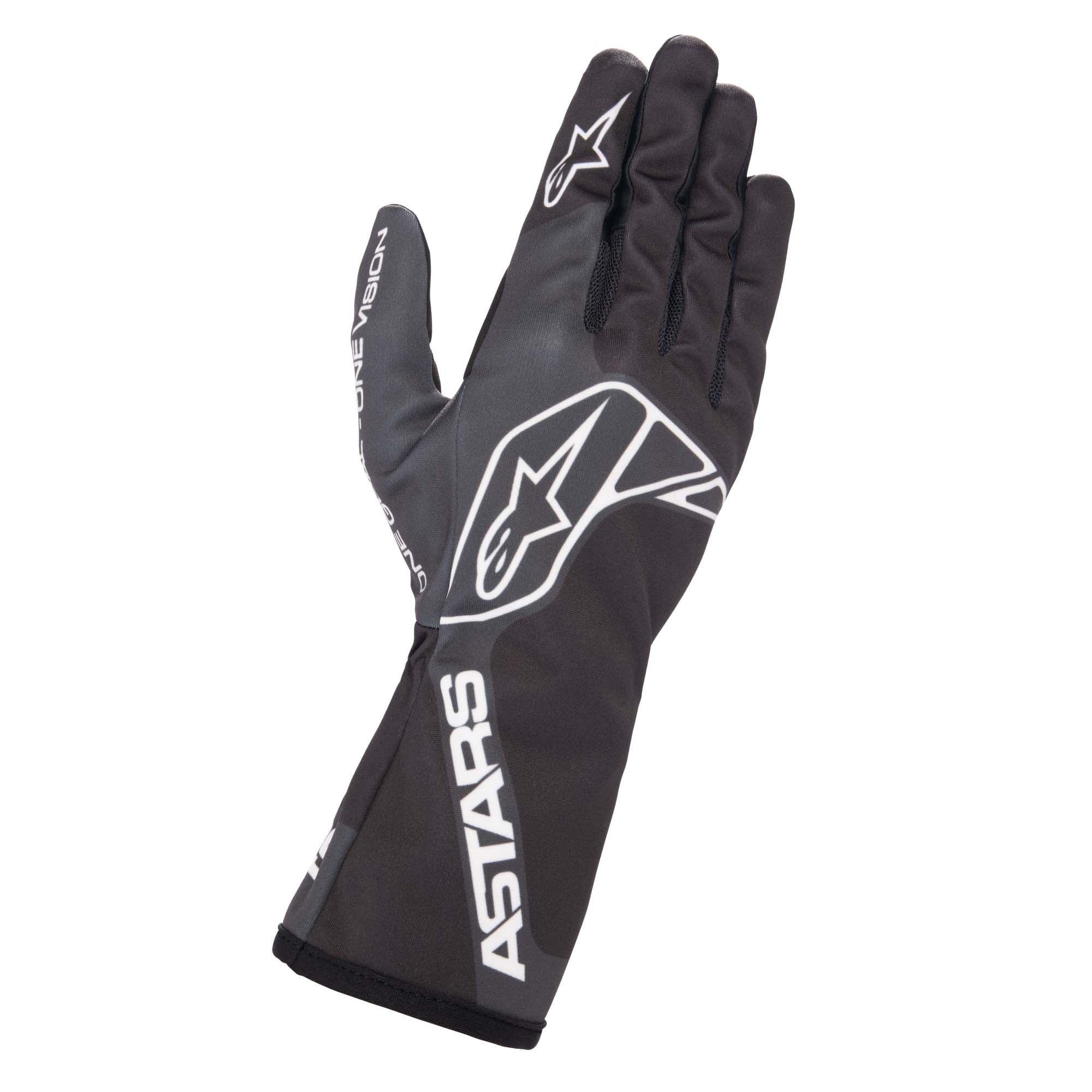 The back of the black and white Alpinestars Tech-1 K Race v2 Karting Gloves - One-Vision.