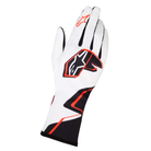 The white, black and orange Alpinestars Tech-1 K Race v2 Karting Gloves - Graphic 1.
